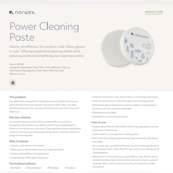 Norwex power cleaning paste and 2 mini enviro cloths - Picture 3 of 3